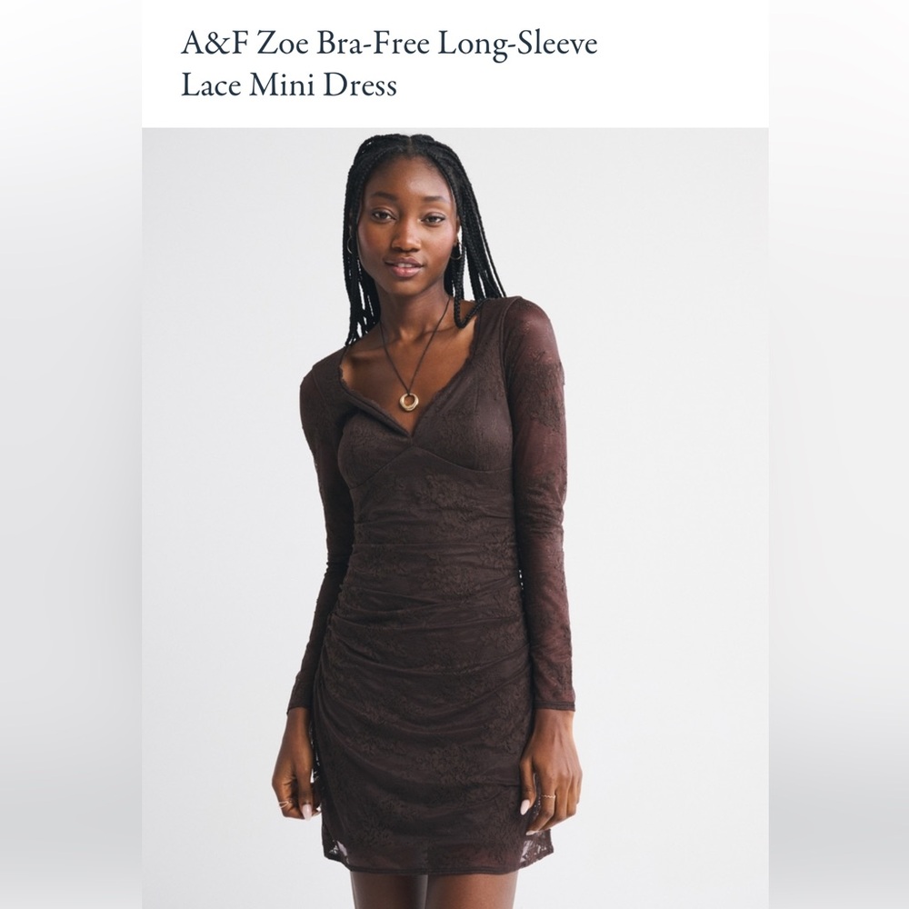 Abercrombie & Fitch A&F Zoe Bra-Free Long Sleeve Lace Mini Dress